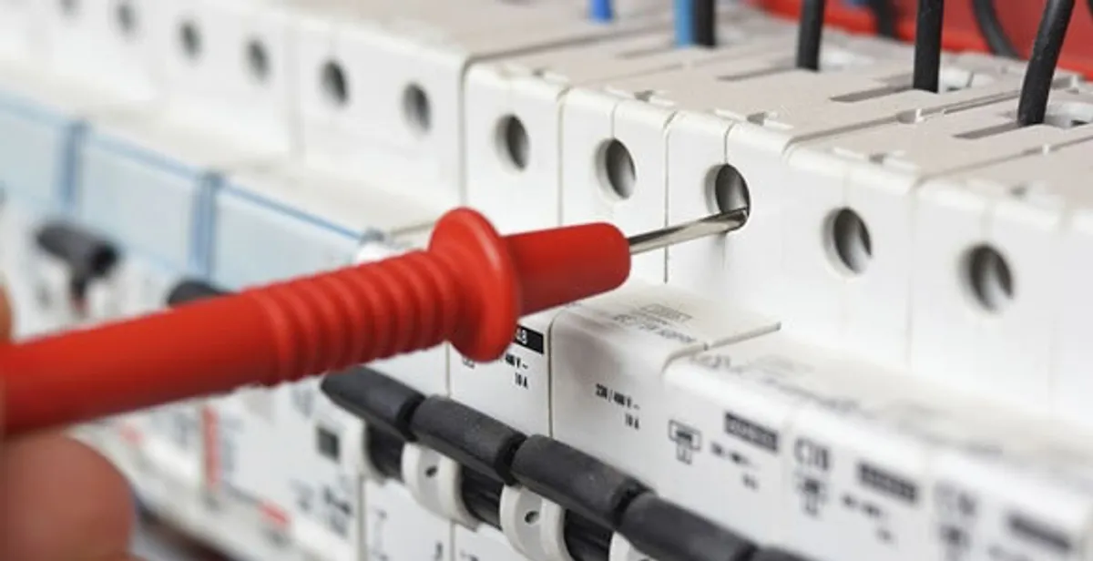 Electrical contractor testing circuit breakers during electrical repair in Bath, PA