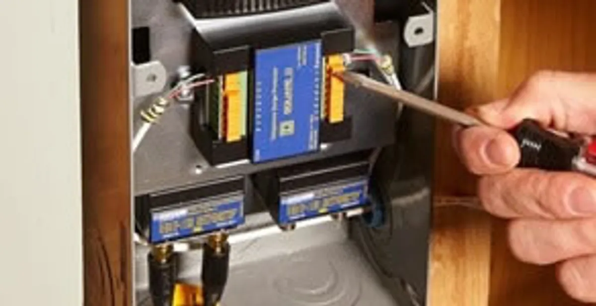 Whole home surge protection device being installed by a licensed electrician to protect electrical systems in Easton, PA